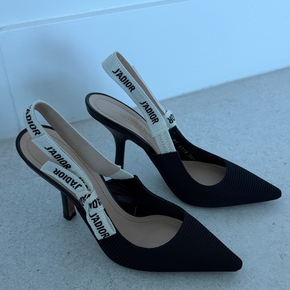Dior Shoes - Dior Black and Cream Slingback Heels